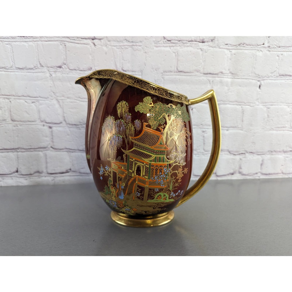Vintage Carlton Ware Rouge Royal Storks and Pagoda Water Pitcher